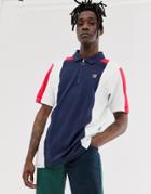 Fila Zeppelin 1/4 Zip Color Block Panel Polo In Navy