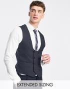 Asos Design Wedding Super Skinny Suit Vest In Dark Navy Micro Texture