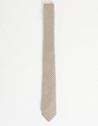 Asos Design Tie With Minimal Heritage Plaid In Stone-neutral