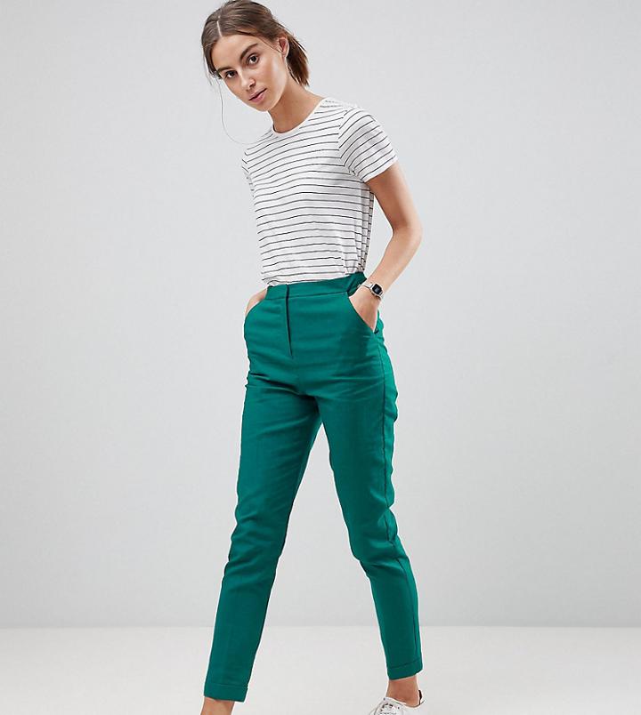 Asos Tall Tailored Linen Cigarette Pants - Green