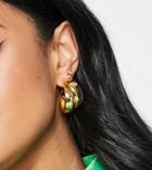 Asos Design 14k Gold Plated Hoop Earrings In Thick Cross Design