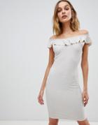 Vero Moda Ruffle Layer Bardot Dress - Cream