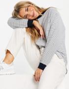 Asos Design Oversized Textured Stripe T-shirt With Long Sleeve-multi