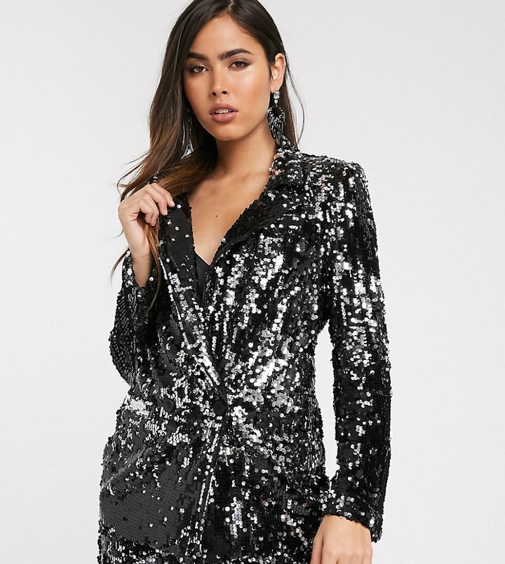 Skylar Rose Longline Blazer In Sleek Sequin Two-piece