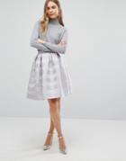 Warehouse Stripe Jacquard Prom Skirt - Gray
