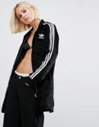 Adidas Originals Faux Fur Longline Bomber Jacket - Black