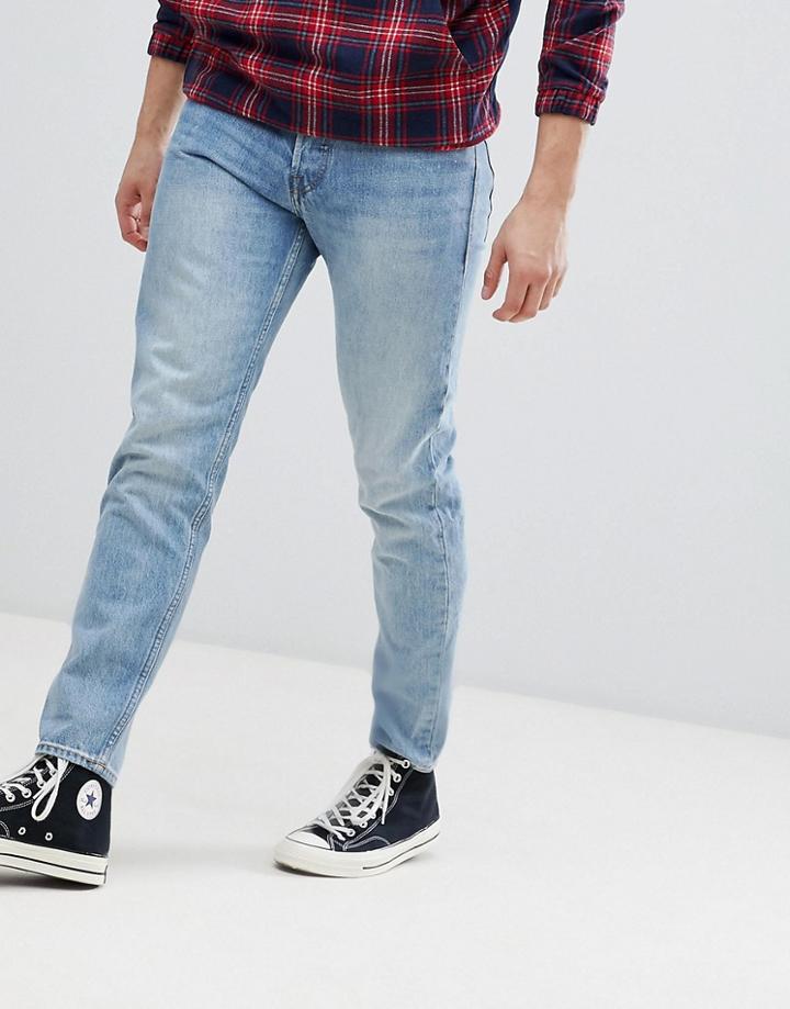 Jack & Jones Tapered Fit Jeans In Washed Denim - Blue