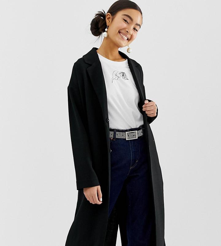 Monki Lightweight Tailored Coat In Black - Gold