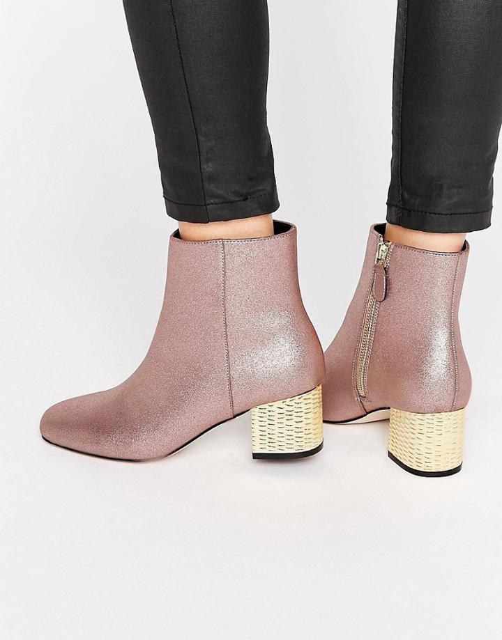 Asos Rand Heeled Ankle Boots - Pink