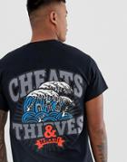 Cheats & Thieves Wave Back Print T-shirt-black