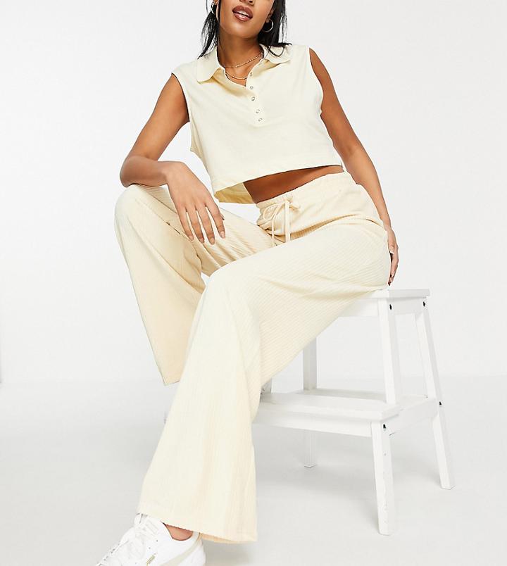 Asos Design Tall Dad Pant In Cord In Cream-white