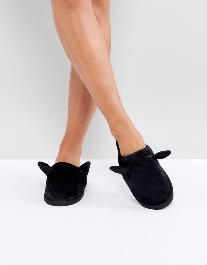 Monki Fluffy Ears Slippers - Black