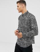 Another Influence Long Sleeve Shirt In Mono Animal Print-black