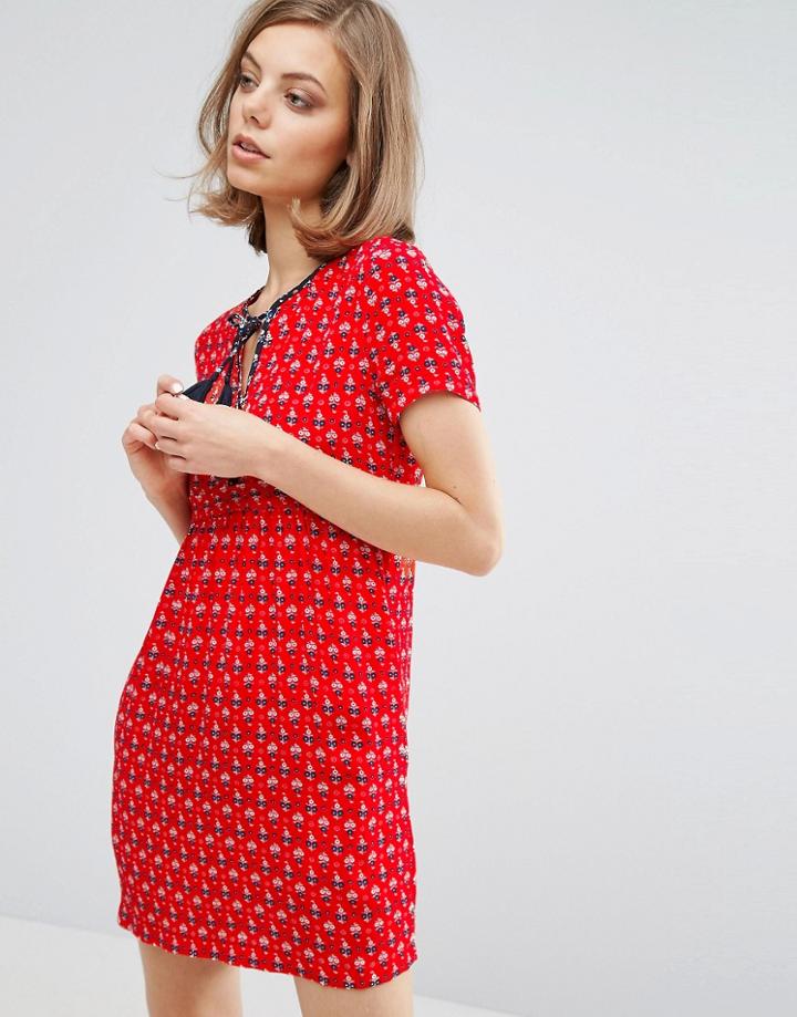 Vanessa Bruno Athe Tie Up Textured Tea Dress - Red