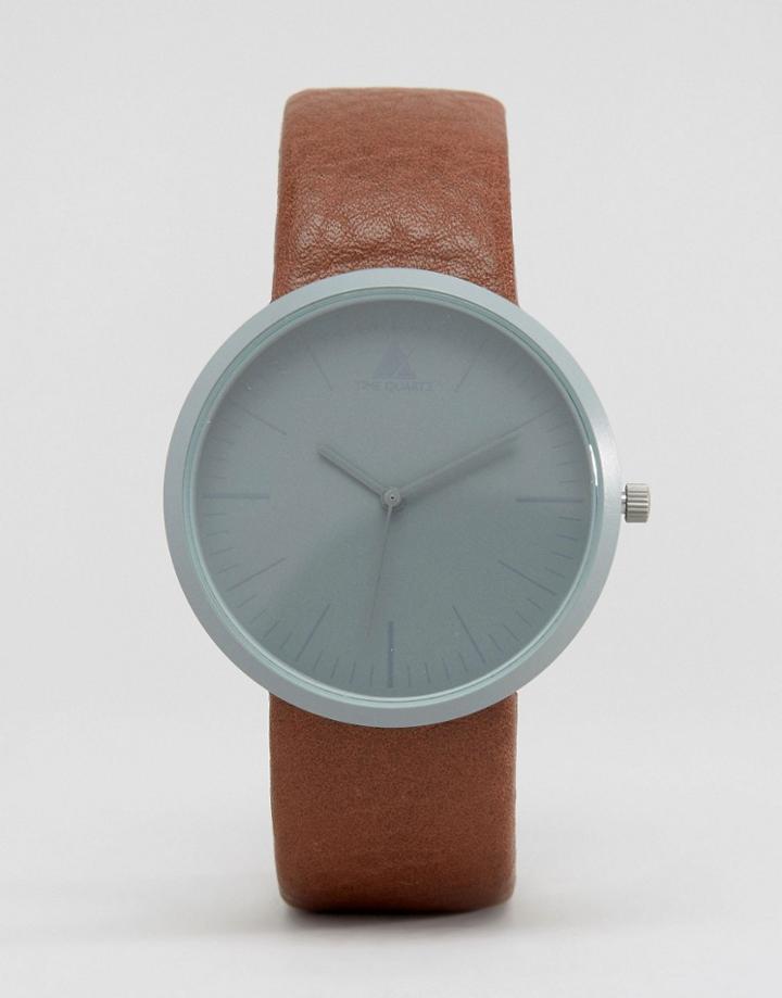 Asos Sleek Watch In Gunmetal And Brown - Brown