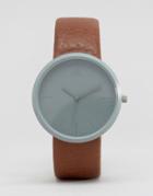 Asos Sleek Watch In Gunmetal And Brown - Brown