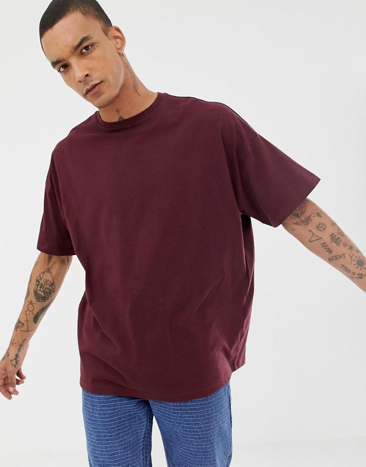Asos Design Organic Oversized Fit T-shirt With Crew Neck In Red - Red