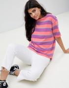 Asos Design T-shirt In Bright Retro Stripe - Multi