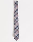 Asos Design Slim Tie In Navy And Pink Check-multi