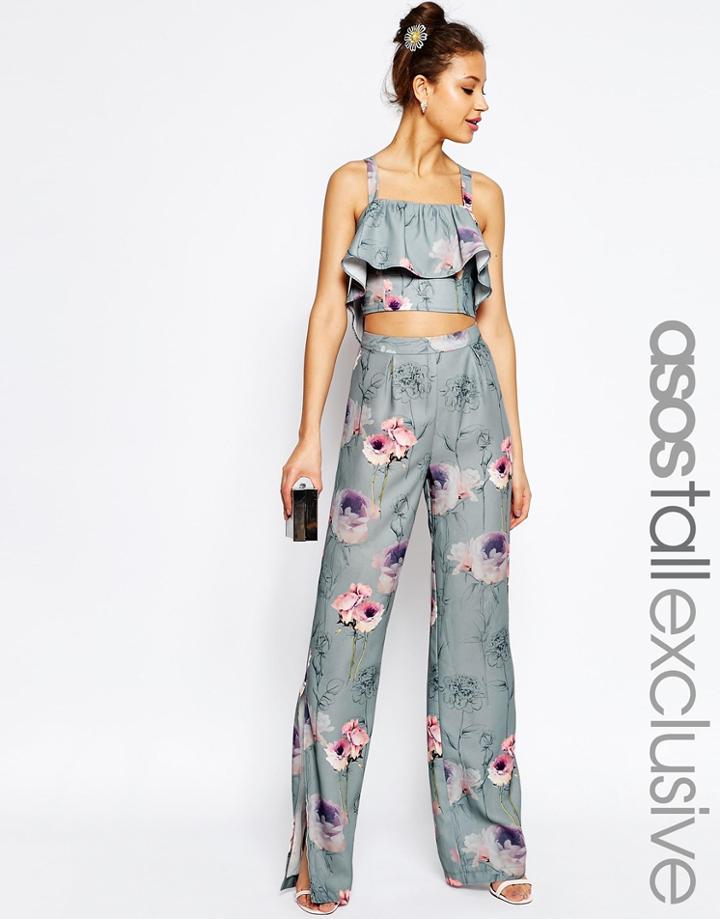 Asos Tall Salon Co-ord Pant In Floral Print - Multi
