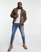 Jack & Jones Originals Heavy Puffer With Pocket In Beige Check-neutral