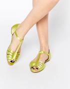 Asos Jenna Satin Occasion Peep Toe Shoes - Chartreus