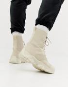 Asos Design High Top Sneakers In Stone - Stone