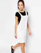 New Look Denim Pinny Dress - White