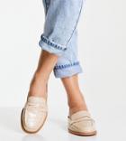 Asos Design Wide Fit Maximal 90s Mule Loafers In Beige Croc-neutral