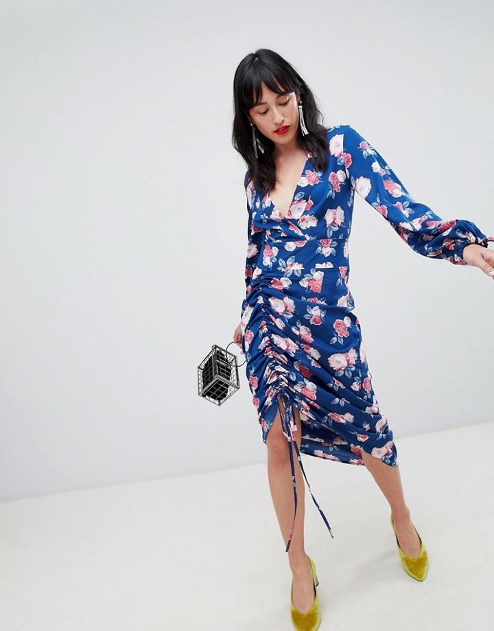 Unique 21 Floral Ruched Midi Dress - Multi