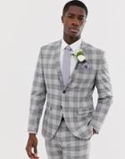Jack & Jones Premium Slim Fit Suit Jacket In Gray Check - Gray