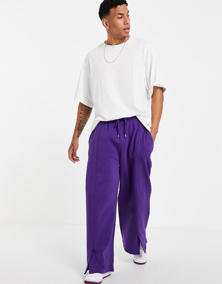 Asos Design Oversized Sweatpants With Front Slit Detail In Purple - Part Of A Set