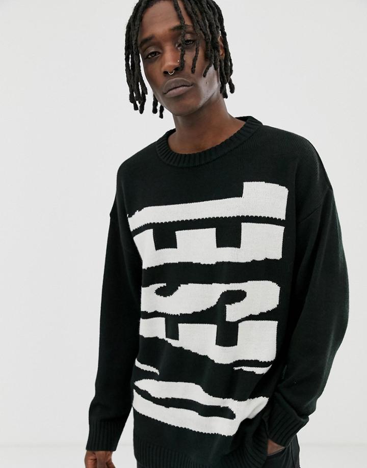 Diesel K-logox-a Sweater In Black With Broken Text - Black