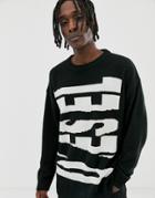 Diesel K-logox-a Sweater In Black With Broken Text - Black