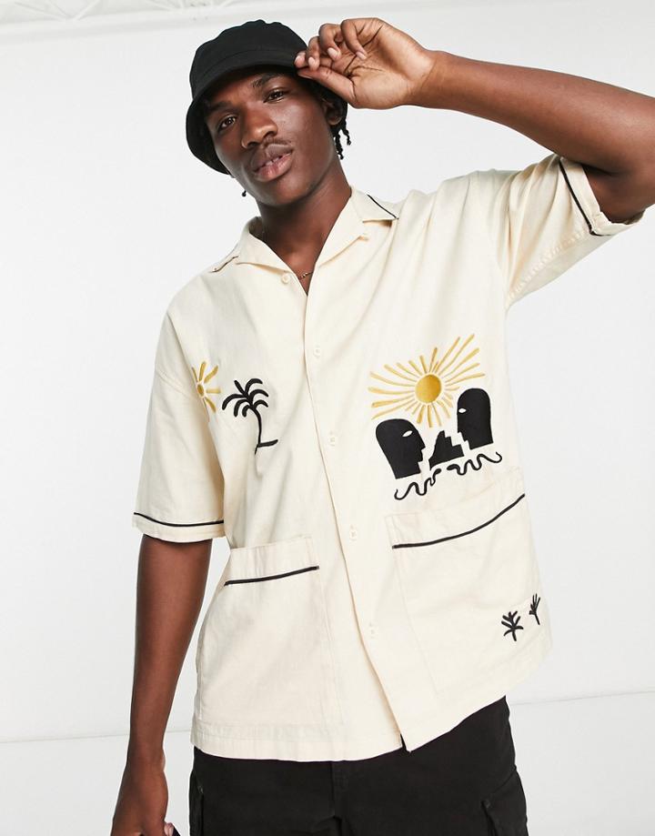 Pull & Bear Beach Shirt In Beige-neutral