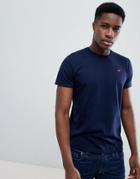 Hollister Crewneck T-shirt Seagull Logo In Navy Marl - Navy