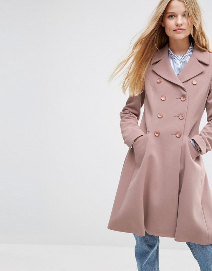 Asos Skater Coat In Crepe - Pink