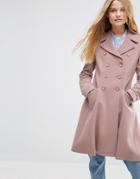 Asos Skater Coat In Crepe - Pink