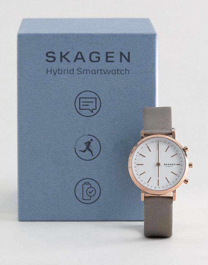 Skagen Connected Skt1406 Hald Leather Hybrid Smart Watch In Gray 34mm - Gray