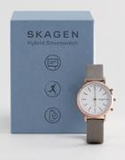 Skagen Connected Skt1406 Hald Leather Hybrid Smart Watch In Gray 34mm - Gray