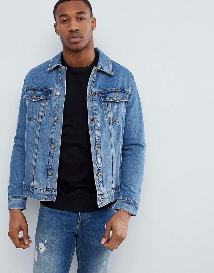 Bershka Denim Jacket In Blue - Blue
