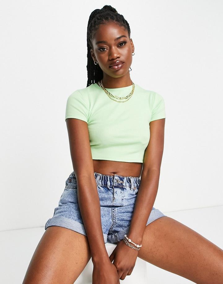 Stradivarius Cropped T-shirt In Apple Green