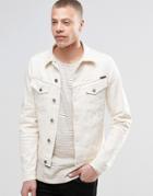 Nudie Billy Denim Jacket In Dry Twill Ecru - White