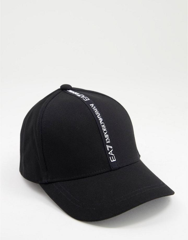 Armani Ea7 Tape Logo Baseball Cap In Black