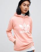 Adidas Originals Trefoil Oversized Hoodie In Pink - Pink