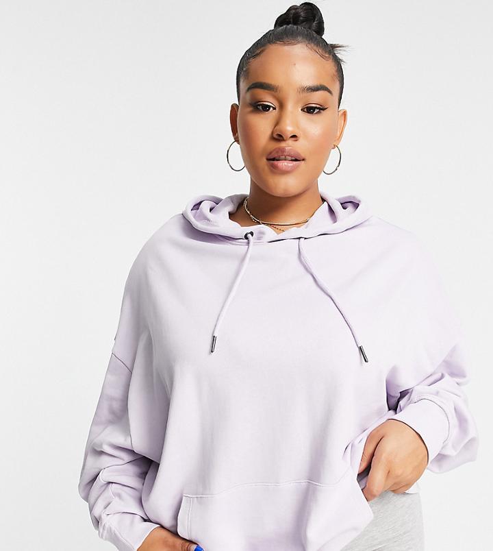 Asos Design Curve Organic Cotton Super Oversized Boyfriend Hoodie In Lilac-purple