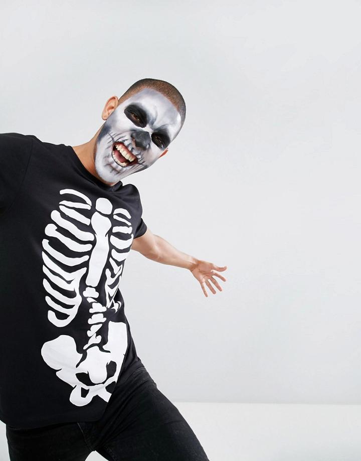 Asos Halloween Relaxed T-shirt With Rib Cage Print - Black