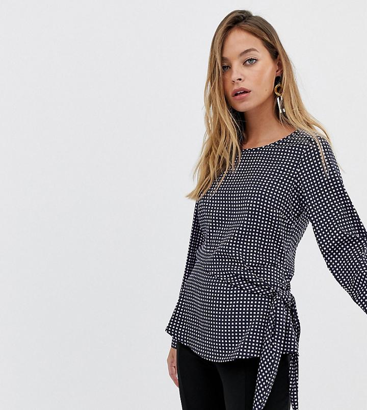 Vero Moda Petite Check Wrap Blouse - Multi