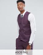 Asos Tall Skinny Suit Vest In 100% Wool In Dusky Purple - Purple