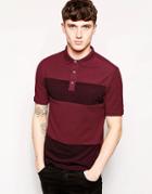 Fred Perry Polo Shirt With Block Hoop Slim Fit - Red
